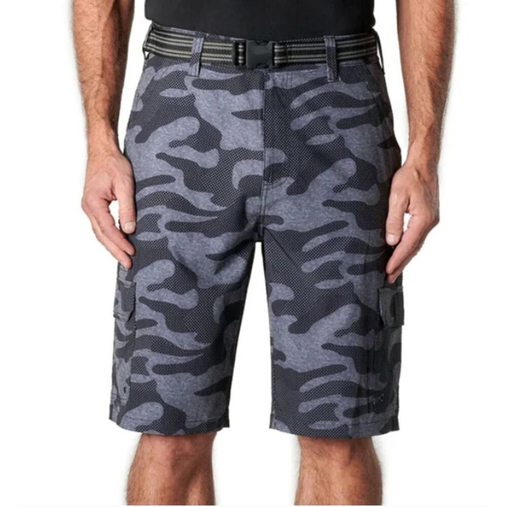 Iron Co. Men's Camo Belted Stretch Performance Hybrid Cargo 32W
